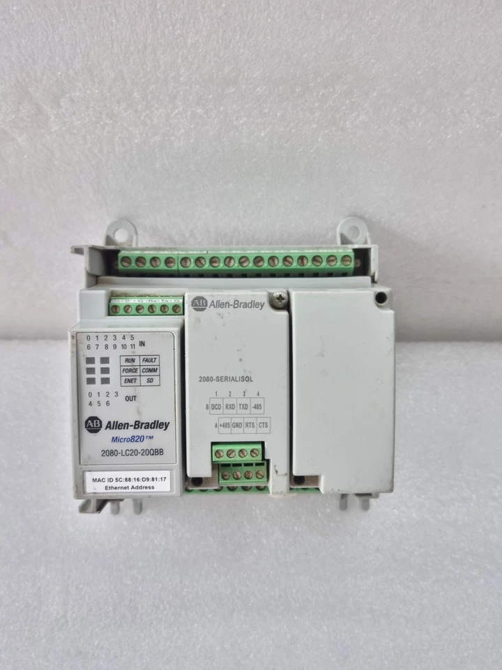 Allen Bradley Micro820 2080-LC20-20QBB With 2080-Serialisol EtherNet Ip Plc(Run)